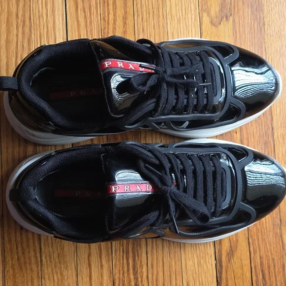 Prada Cup Men's Black and White Sneakers - Picture 5 of 7